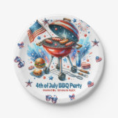 4. Juli Wiedersehen Bakyard Grillen Party Pappteller (Vorderseite)