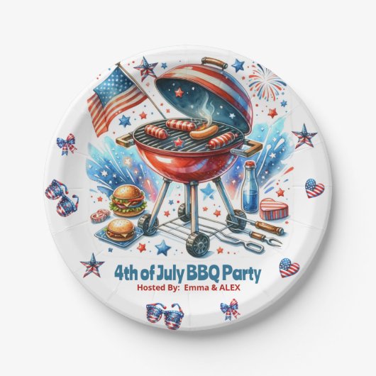 4. Juli Wiedersehen Bakyard Grillen Party Pappteller (Vorderseite)
