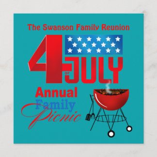 4. Juli Wiedersehen Picnic GRILLEN Cookout Einladung