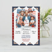 4. Juli Wiedersehen Wein & Dine Party Foto Einladung (Stehend Vorderseite)