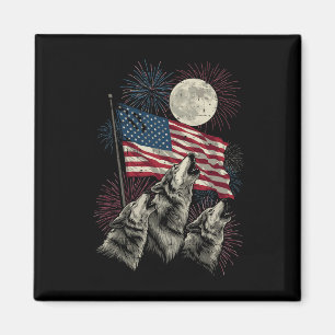 4. Juli Wölfe Mond Meme Lustig USA-Flagge Männer W Magnet