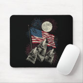 4. Juli Wölfe Mond Meme Lustig USA-Flagge Männer W Mousepad (Mit Mouse)