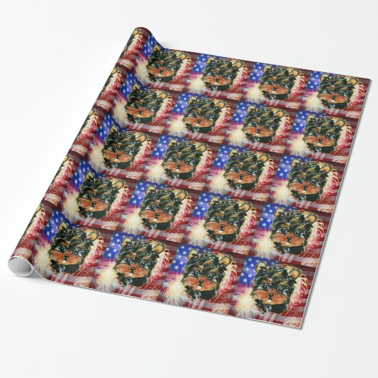 4. Juli YORKIE POO Geschenkpapier (Ungerollt)