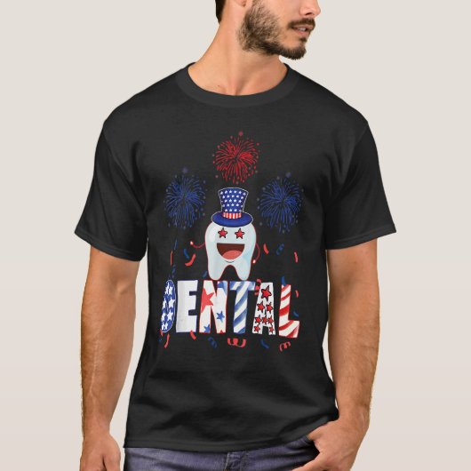 4. Juli Zahnarzt Patriotic Doktor Dental A T-Shirt (Vorderseite)