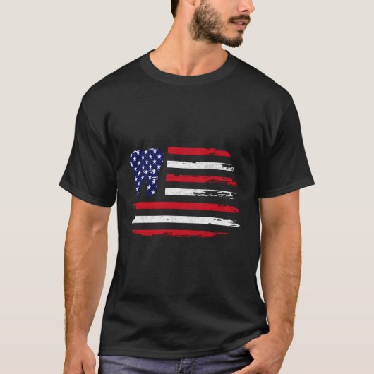 4. Juli Zahnarztzahnarzt US-Flagge T-Shirt (Vorderseite)