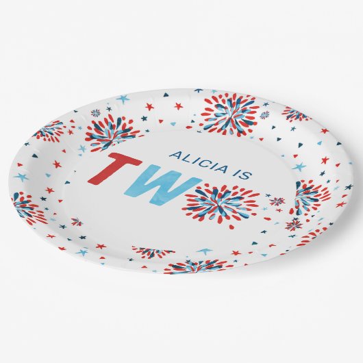 4. Juli Zweites Geburtstag Pappteller (Schrägansicht)