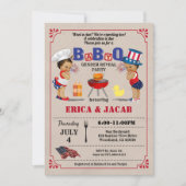 4. Juli Zwillinge Paare GRILLEN Babydusche Einladung (Vorderseite)
