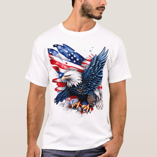 4 July Blätter Eagle T-Shirt (Vorderseite)