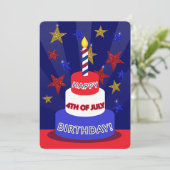 4. JULY Happy Birthday | Zwei Seiten Karte (Stehend Vorderseite)