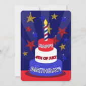 4. JULY Happy Birthday | Zwei Seiten Karte (Vorderseite)