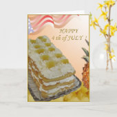 4. july Karte mit Ananasskuchen und Rezeption (Gelbe Blume)