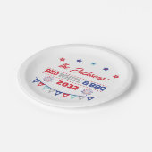 4. july Red white und GRILLEN Familienname patriot Pappteller (Schrägansicht)