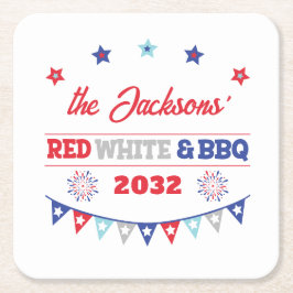 4. july Red white und GRILLEN Familienname patriot Rechteckiger Pappuntersetzer