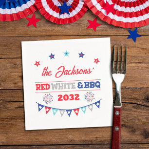 4. july Red white und GRILLEN Familienname patriot Serviette
