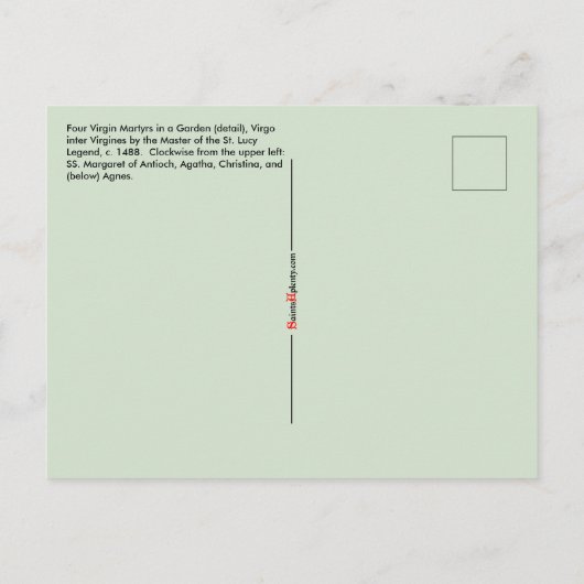 4 Jungfrauen Märtyrer in einem Garten (Einzelheite Postkarte (Rückseite)