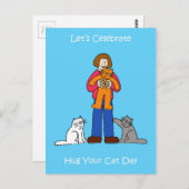 4. Juni: National Hug your Cat Day Postkarte (Vorne/Hinten)