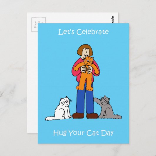 4. Juni: National Hug your Cat Day Postkarte (Vorne/Hinten)
