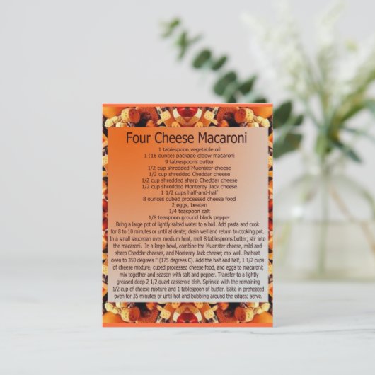 4 Käse mac Postkarte (Stehend Vorderseite)