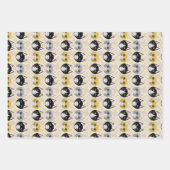 4 Katzen, Herringbone Beige Geschenkpapier Set (Vorderseite)