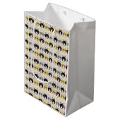 4 Katzen, Herringbone Beige Mittlere Geschenktüte (Vorderseite Schrägansicht)