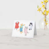 4 KATZEN IN DER PAJAMAS-Merkkarte Karte (Gelbe Blume)