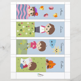 4 Kawaii Camping Friends Editable Lesezeichens