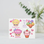 4 Kawaii Cupcake Valentines Cards Feiertagspostkarte (Stehend Vorderseite)