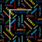 4 Kinder oder Haustiernamen in Schwarz durch die K Stoff (Kachel)