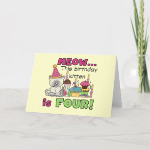 4. Kitten Geburtstag T - Shirt und Geschenke Karte