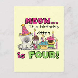 4. Kitten Geburtstag T - Shirt und Geschenke Postkarte