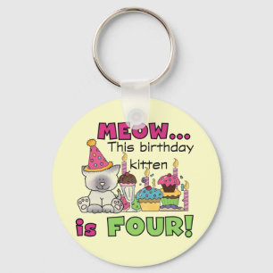 4. Kitten Geburtstag T - Shirt und Geschenke Schlüsselanhänger