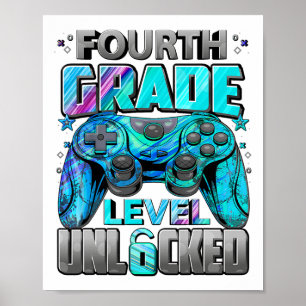 4. Klasse freigeschaltete Gaming-Gamer-Jungs zurüc Poster