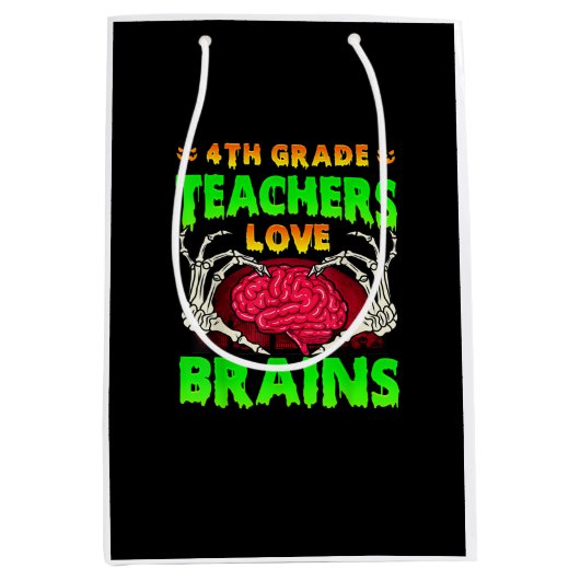 4. Klasse Lehrer Brains Skeleton Hand Heart Hall Mittlere Geschenktüte (Vorderseite)