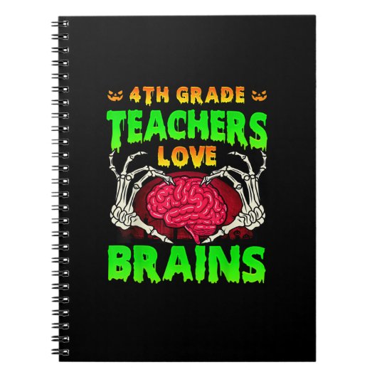 4. Klasse Lehrer Brains Skeleton Hand Heart Hall Notizblock (Vorderseite)