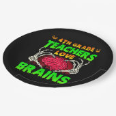 4. Klasse Lehrer Brains Skeleton Hand Heart Hall Pappteller (Schrägansicht)