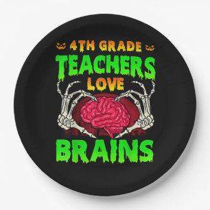 4. Klasse Lehrer Brains Skeleton Hand Heart Hall Pappteller