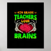 4. Klasse Lehrer Brains Skeleton Hand Heart Hall Poster (Vorne)