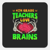 4. Klasse Lehrer Brains Skeleton Hand Heart Hall Quadratischer Aufkleber (Vorderseite)
