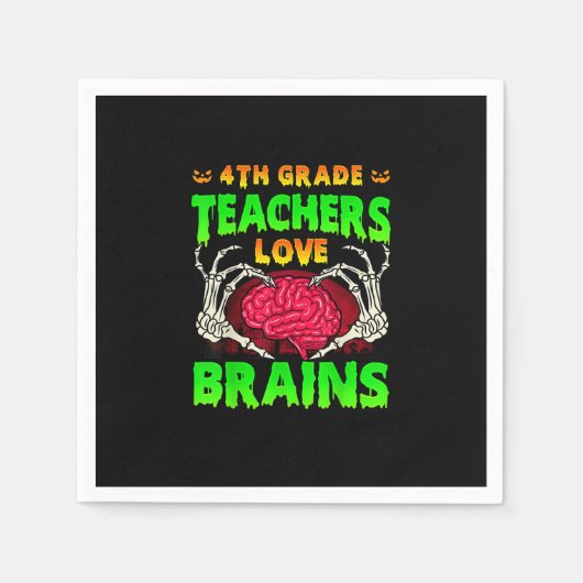 4. Klasse Lehrer Brains Skeleton Hand Heart Hall Serviette (Vorderseite)
