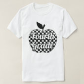 4. Klasse Lehrer Checkered Apple T-Shirt (Design vorne)