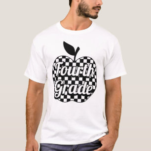 4. Klasse Lehrer Checkered Apple T-Shirt