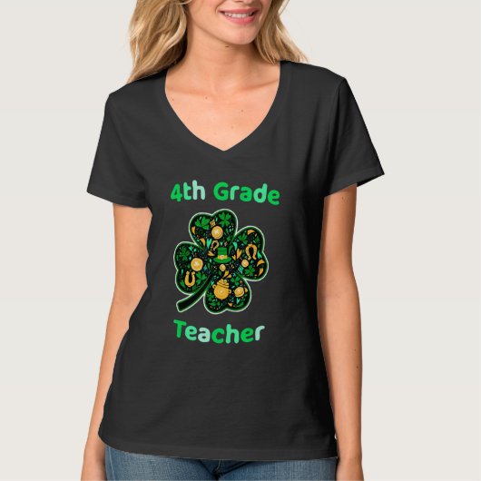 4. Klasse Lehrer Funny St Patrick's Day T-Shirt (Vorderseite)