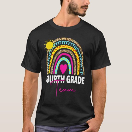 4. Klasse Lehrer Rainbow Back to School Hallo Fou T-Shirt (Vorderseite)