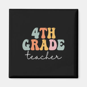 4. Klasse Lehrer Retro Groovy Vintag erster Tag O Magnet
