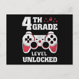 4. Klasse Level freigeschaltet Gamer Zurück zur Sc Postkarte