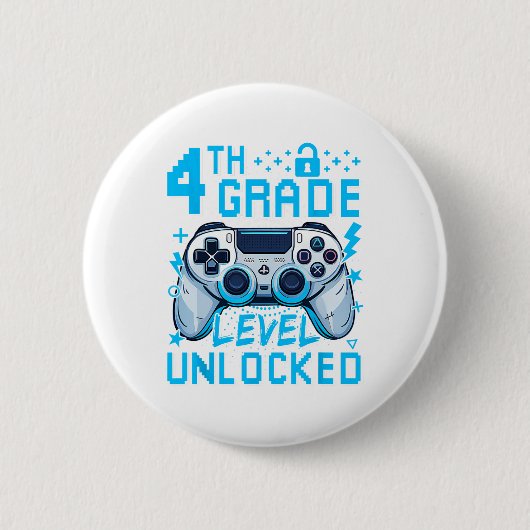 4. Klasse Level freigeschaltetes Videospiel erster Button (Vorderseite)