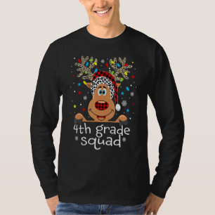 4. Klasse Squad Kariert Rentier Weihnachtsmann Hut T-Shirt