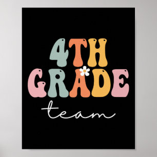 4. Klasse Team Retro Groovy Frauen glücklicher Ers Poster