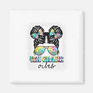 4. Klasse Vibes Messy Hair Bun Girl Ck zur Schule Magnet