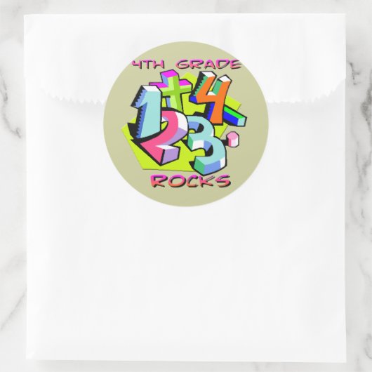 4. Klasse - Zahlen Runder Aufkleber (Tasche)